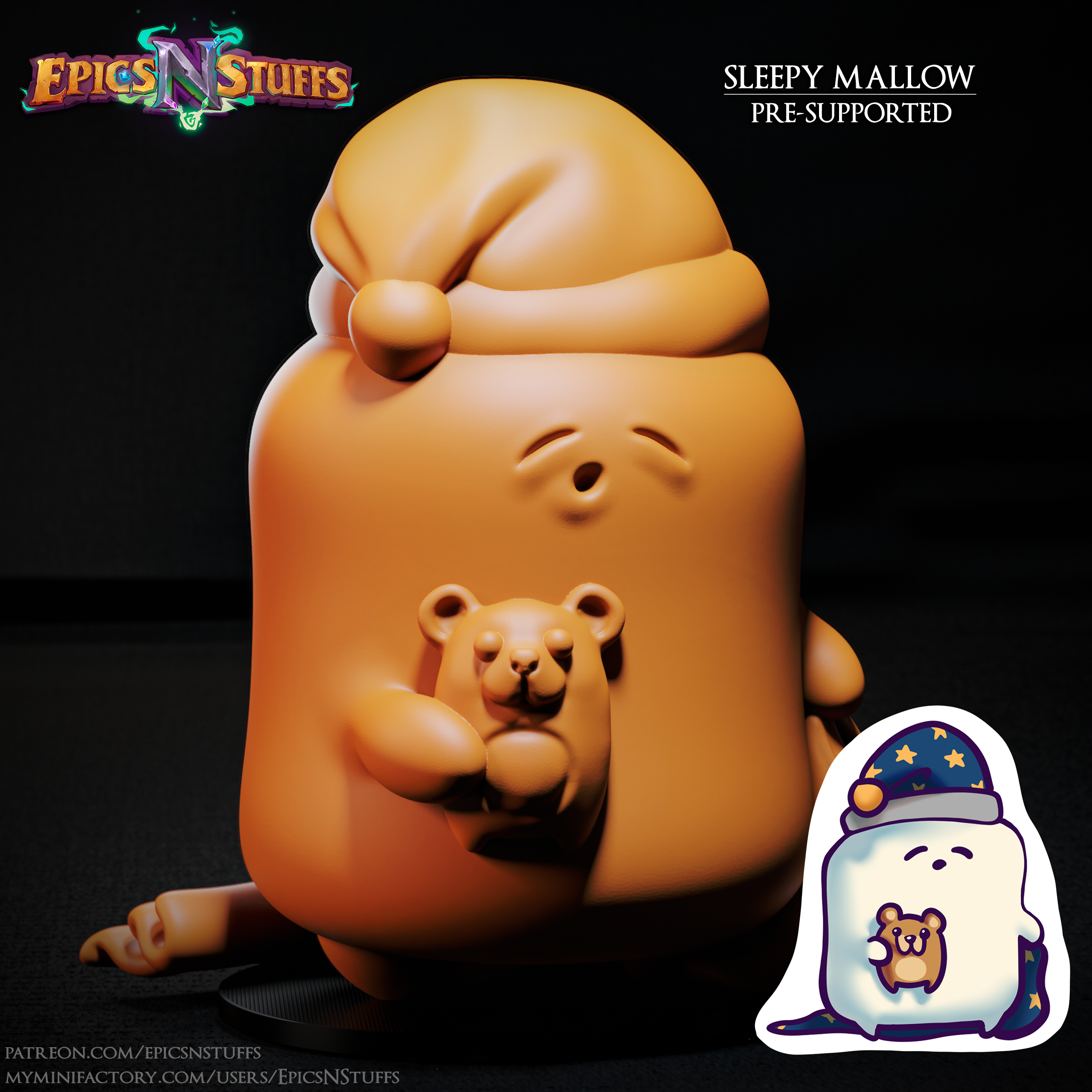 Sleepy Mallow Miniature, Pre-Supported